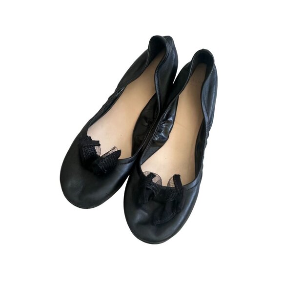 COLE HAAN Grand Os Black Leather Bow Ballet Flats Size 9 - Picture 3 of 10